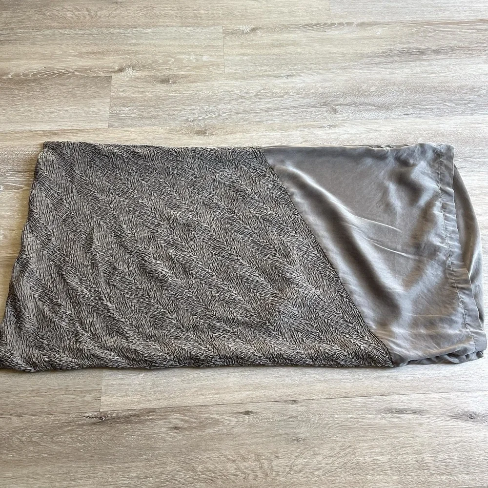 L'erba 100% Silk King Pillow Sham Crinkle Rouched Taupe Luxury Bedding